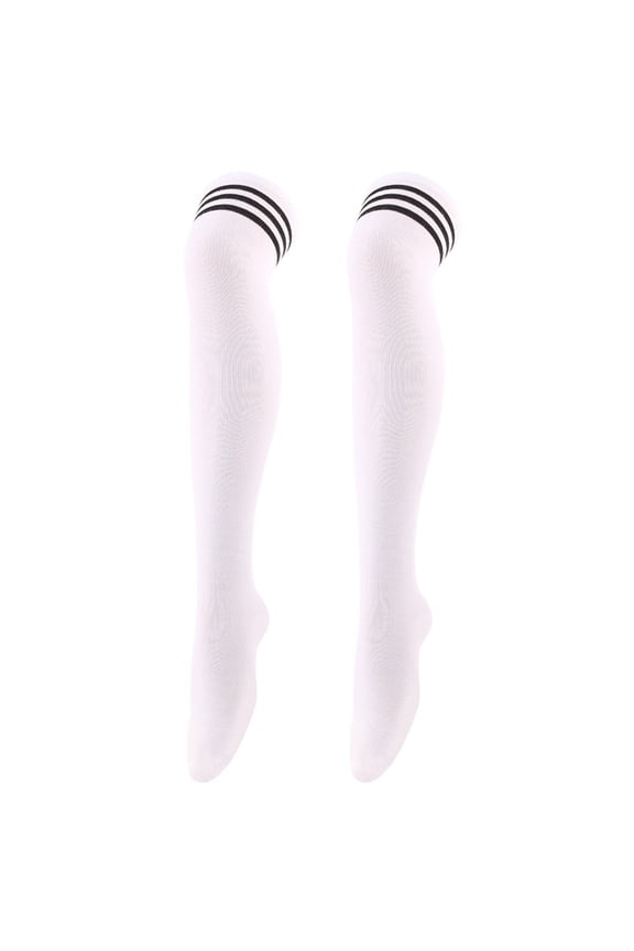 1 Pairs Over Knee Socks Knee-High Socks High Thigh Boot Stockings Women Knee Highs Socks for Girl Cosplay, Daily Wear,White A
