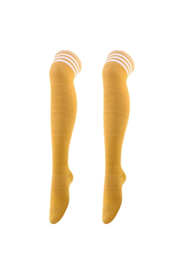 1 Pairs Over Knee Socks Knee-High Socks High Thigh Boot Stockings Women Knee Highs Socks for Girl Cosplay, Daily Wear,Yellow