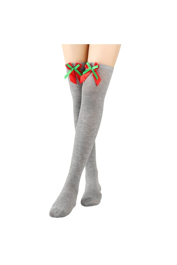 1 Pairs Women & Girls Thigh-High Boot Socks, Over-Knee & Knee-High Styles, Elastic Cosplay & Daily Wear Stockings,Light Grey