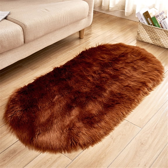 Zhuge 1 Pc 23.635.4 Coffee Oval Area Rug, Non-Slip Washable Plush Durable Acrylic Rug with Suede Lining for Living Room & Bedroom