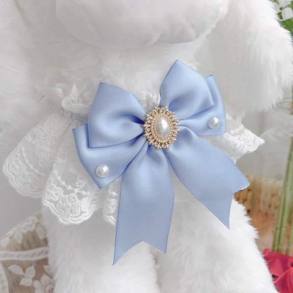 Zhuge 1 Piece Chic Lace Cat Collar with Adorable Bow, Stylish Elegant Pet Accessory for Cats,XS Size,Blue