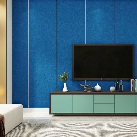 Zhuge 1 Roll 19.7"×197" 3D Texture Foam Cotton Peel and Stick Wallpaper, Waterproof Removable Tenant-Friendly Wall Decor for Living Room & Bedroom, Dark Blue