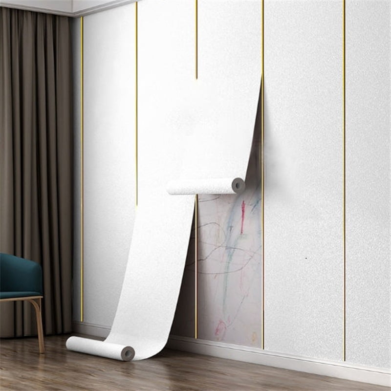 Zhuge 1 Roll 19.7"×197" 3D Texture Foam Cotton Peel and Stick Wallpaper, Waterproof Removable Tenant-Friendly Wall Decor for Living Room & Bedroom, White