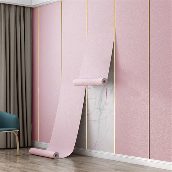 Zhuge 1 Roll 19.7"39.4" 3D Texture Foam Cotton Peel and Stick Wallpaper, Waterproof Removable Tenant-Friendly Wall Decor for Living Room & Bedroom, Pink