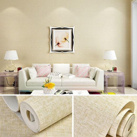 Zhuge 1 Roll 31 ft21 in Embossed Textured Non-Adhesive Wallpaper, Durable Traditional Paper Wall Covering for Bedroom, Kitchen & Living Room (Not Peel and Stick), Beige C
