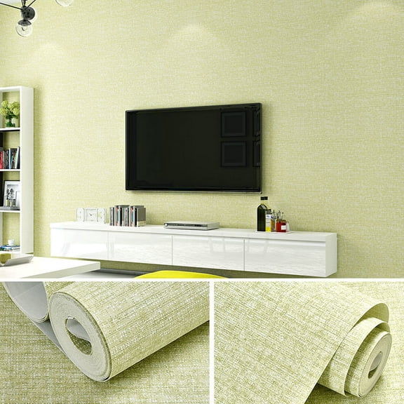 Zhuge 1 Roll 31 ft21 in Embossed Textured Non-Adhesive Wallpaper, Durable Traditional Paper Wall Covering for Bedroom, Kitchen & Living Room (Not Peel and Stick), Grass Green