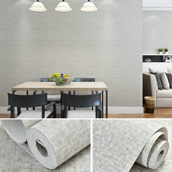 Zhuge 1 Roll 31 ft21 in Embossed Textured Non-Adhesive Wallpaper, Durable Traditional Paper Wall Covering for Bedroom, Kitchen & Living Room (Not Peel and Stick), Light Grey C