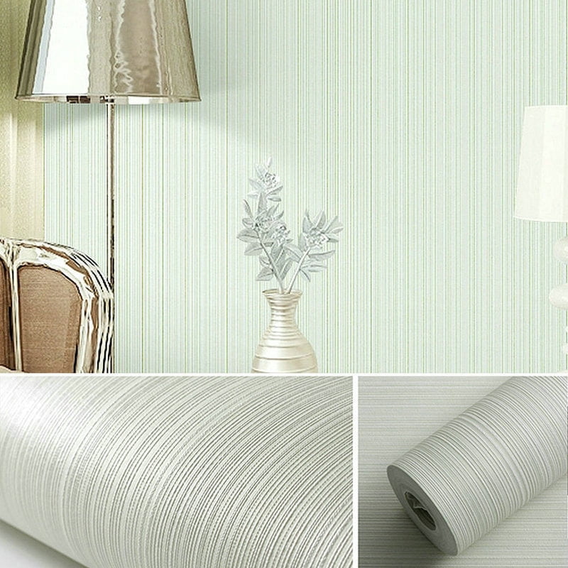 Zhuge 1 Roll 31 ft×21 in Embossed Textured Non-Adhesive Wallpaper, Durable Traditional Paper Wall Covering for Bedroom, Kitchen & Living Room (Not Peel and Stick), Light Green B