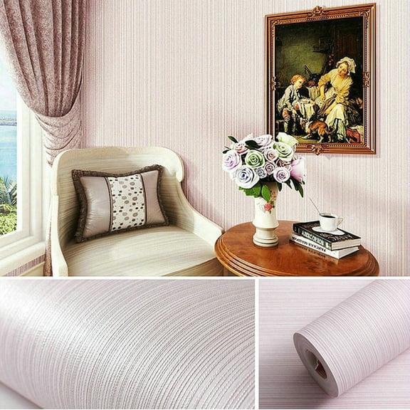 Zhuge 1 Roll 31 ft21 in Embossed Textured Non-Adhesive Wallpaper, Durable Traditional Paper Wall Covering for Bedroom, Kitchen & Living Room (Not Peel and Stick), Light Pink B