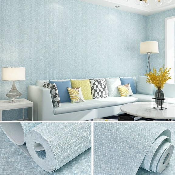 Zhuge 1 Roll 31 ft21 in Embossed Textured Non-Adhesive Wallpaper, Durable Traditional Paper Wall Covering for Bedroom, Kitchen & Living Room (Not Peel and Stick), Sky Blue C