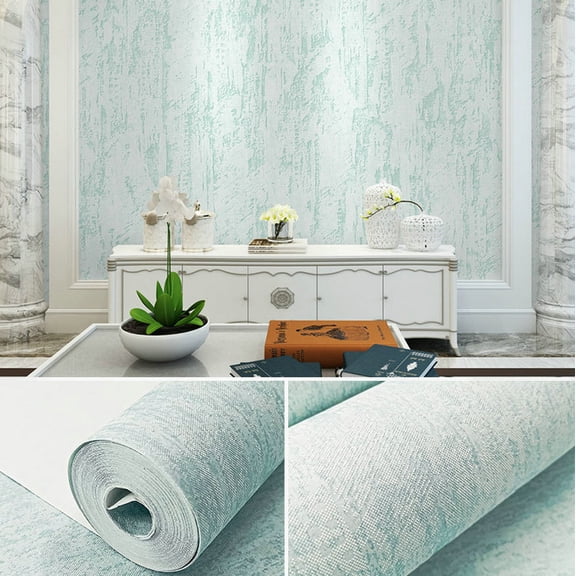 Zhuge 1 Roll 31 ft21 in Embossed Textured Non-Adhesive Wallpaper, Durable Traditional Paper Wall Covering for Bedroom, Kitchen & Living Room (Not Peel and Stick), Sky Blue A