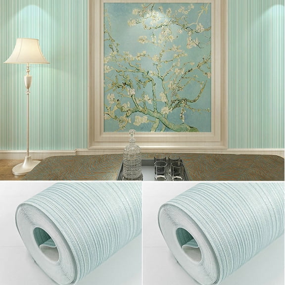Zhuge 1 Roll 31 ft21 in Embossed Textured Non-Adhesive Wallpaper, Durable Traditional Paper Wall Covering for Bedroom, Kitchen & Living Room (Not Peel and Stick), Sky Blue B
