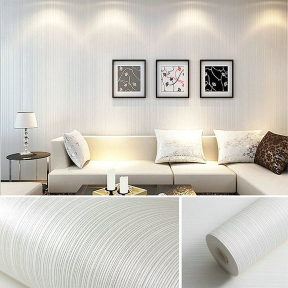 Zhuge 1 Roll 31 ft21 in Embossed Textured Non-Adhesive Wallpaper, Durable Traditional Paper Wall Covering for Bedroom, Kitchen & Living Room (Not Peel and Stick), White B