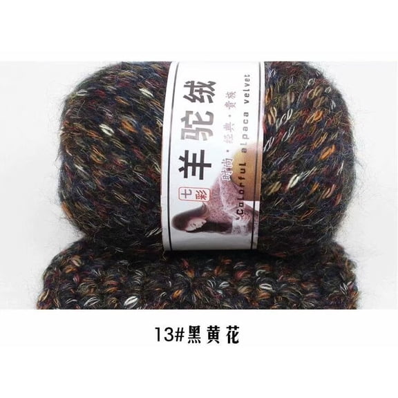 Zhuge 1 Roll 50g Alpaca Tweed Yarn, Ultra-Soft Warm Medium Worsted Weight Yarn for Knitting & Crochet, Perfect for Scarves, Sweaters, Afghans & Blankets, Black