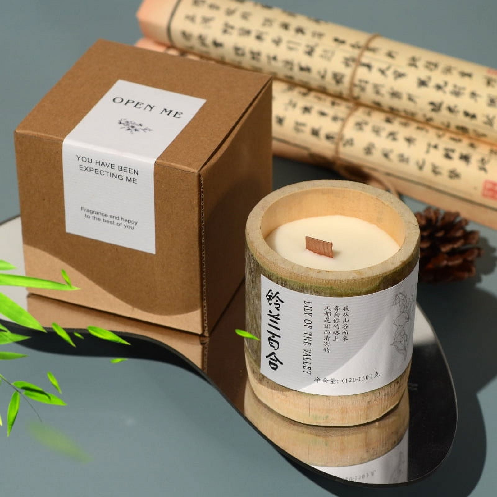 Zhuge 1 piece bamboo aromatherapy candle as a souvenir, small size