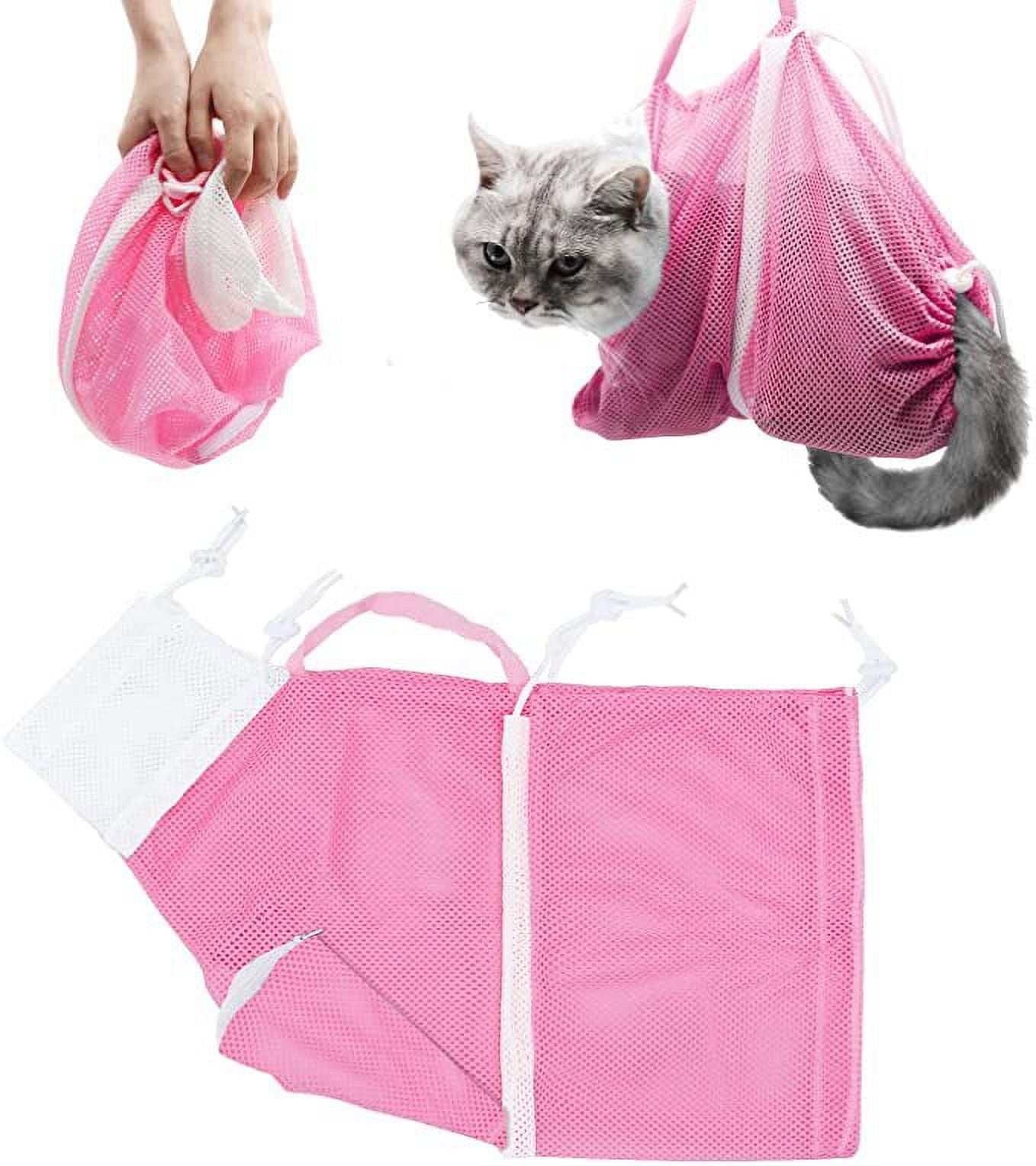 Zhuge 1 piece cat bath bag adjustable pet shower mesh bag cat bath bag, cat bath gadget cat dog ...