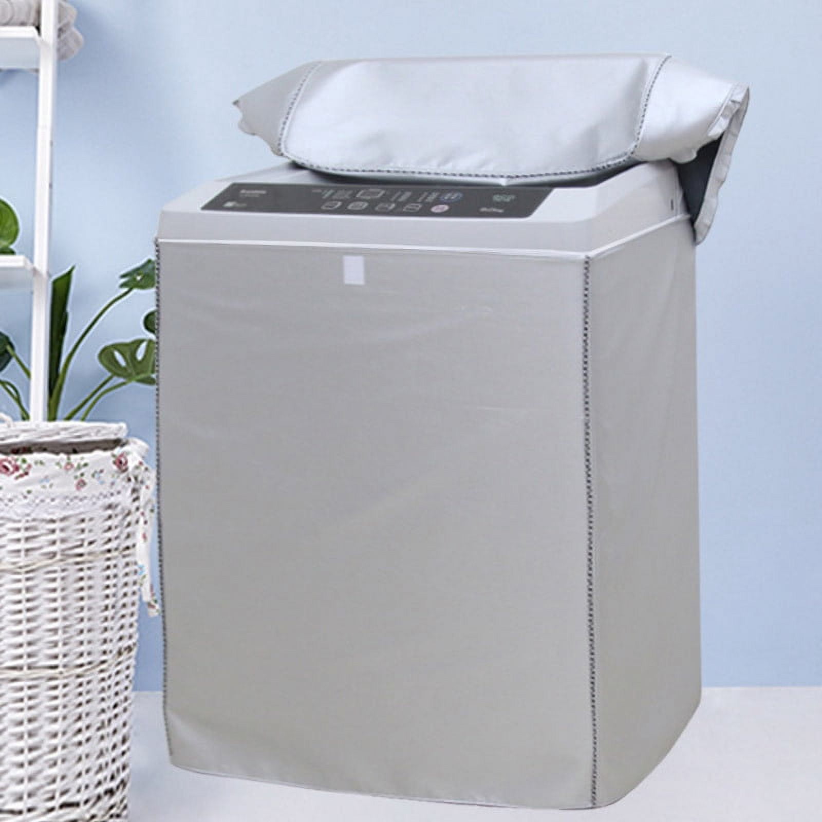 Zhuge 1 piece household printed pulsator washing machine cover universal sunscreen waterproof washing machine dust cover (M size, silver)
