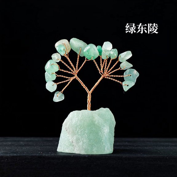 Zhuge 1 piece natural crushed stone crystal life tree green natural raw stone base flower tree wealth tree home decoration