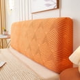thumbnail image 1 of Zhuge 1 piece solid color three-dimensional plush headboard cover, fully wrapped headboard backrest dust cover, soft package headboard cover, 150cm long (orange), 1 of 4