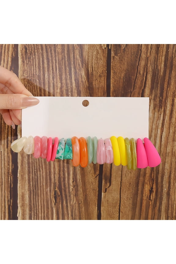 10 Pairs C-Shaped Hoop Earring Set, Fashion Resin Acrylic Hoop Earrings Trendy Jewelry Accessories for Women Daily Wear, W38