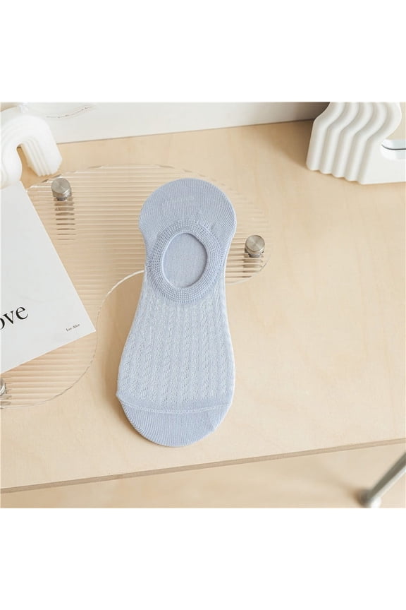 10 Pairs Mesh No-Show Socks With Non-Slip Silicone Heel, Ultra Low Cut Breathable Ankle Liner Socks, Lightweight Summer Footies, Blue, One Size