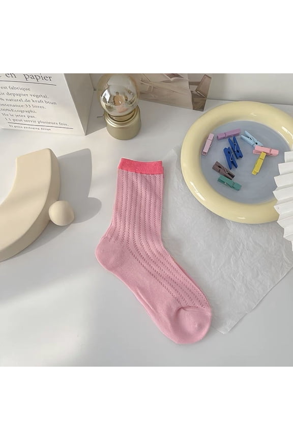 10 Pairs Women's Thin Cotton Socks,Soft Cotton Bootie Socks Women Above Ankle Crew Socks (Pink)