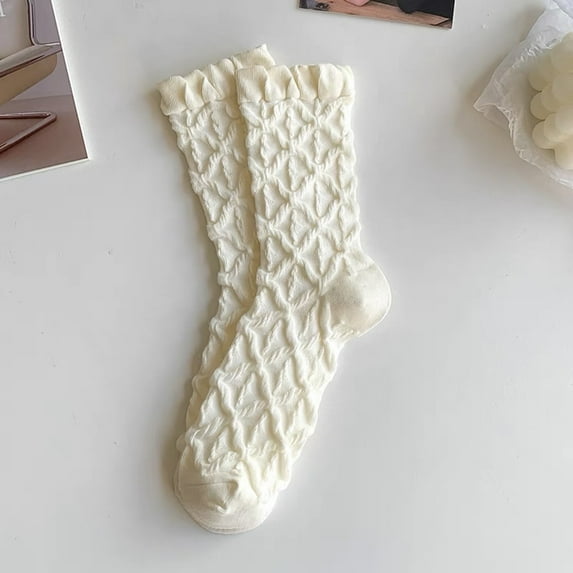 Zhuge 10 Pairs Women's Thin Cotton Socks,Soft Cotton Bootie Socks Women Above Ankle Crew Socks (White A04)