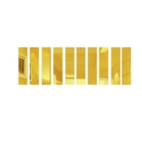 Zhuge 10-Piece Striped Mirror Wall Stickers, DIY Self-Adhesive Acrylic Art Tiles, Removable Wall Line Borders & Decals for Home Decor, 5*20cm, Golden
