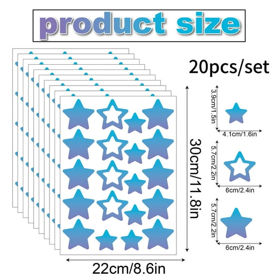 Zhuge 10 Sheets Wall Decals - For Kitchen Bedroom Living Room Laundry Bathroom Decor Removable Peel and Stick Indoor Wall DecorBlue stars