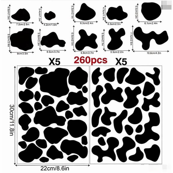 Zhuge 10 Sheets Wall Decals - For Kitchen Bedroom Living Room Laundry Bathroom Decor Removable Peel and Stick Indoor Wall DecorCow pattern B