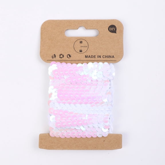 Zhuge 10 Yards Metallic Sequins Trim (2 Rolls x 5 Yards), 5mm Flat Round Spangle Sewing String , Great for Wedding Dresses, Costume Embellishments & DIY Crafts, White