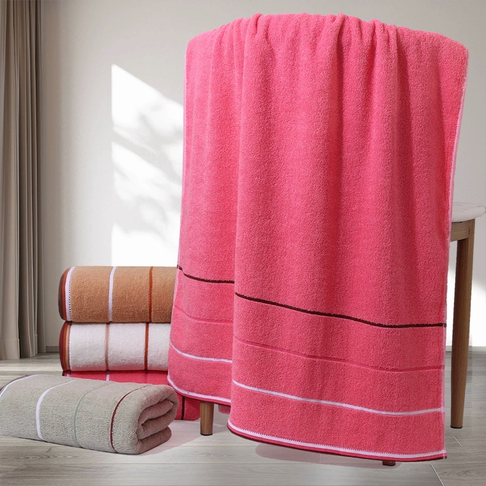 Zhuge 100% Cotton 2 Pack Oversized Bath Towel Set 28x55 Inches, Ultra Soft Highly Absorbant Compact Quickdry & Lightweight Large Bath Towels, Ideal for Gym Travel Camp Pool -Rose G