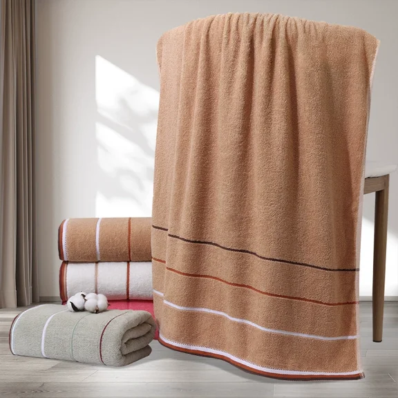 Zhuge 100% Cotton 2 Pack Oversized Bath Towel Set 28x55 Inches, Ultra Soft Highly Absorbant Compact Quickdry & Lightweight Large Bath Towels, Ideal for Gym Travel Camp Pool -Brown G