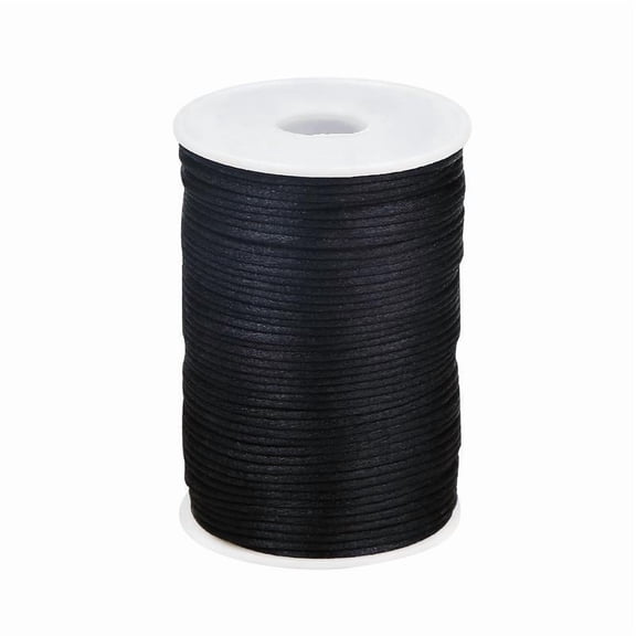 Zhuge 100-Meter 2.5mm Durable Satin Weaving Cord, Nylon String for Macrame, Bracelet Making & DIY Crafts, Black