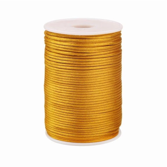 Zhuge 100-Meter 2.5mm Durable Satin Weaving Cord, Nylon String for Macrame, Bracelet Making & DIY Crafts, Dark Yellow