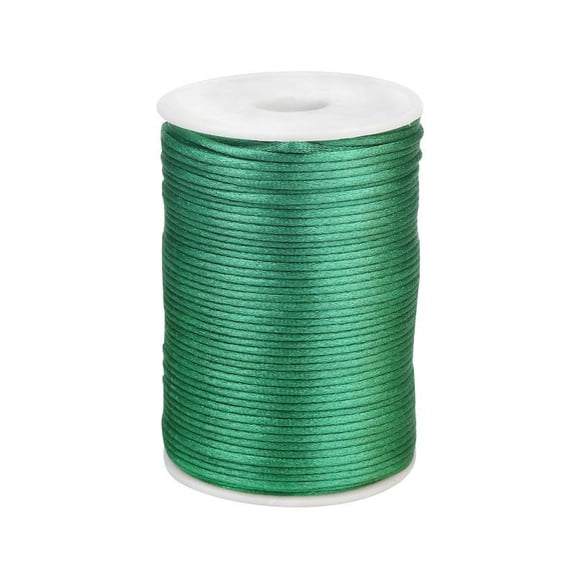 Zhuge 100-Meter 2.5mm Durable Satin Weaving Cord, Nylon String for Macrame, Bracelet Making & DIY Crafts, Green A