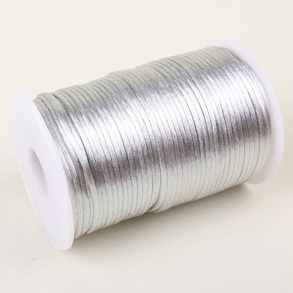 Zhuge 100-Meter 2.5mm Durable Satin Weaving Cord, Nylon String for Macrame, Bracelet Making & DIY Crafts, Grey
