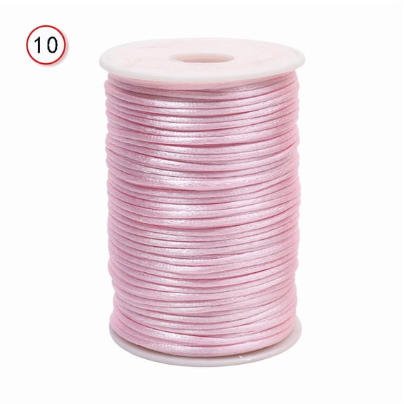 Zhuge 100-Meter 2.5mm Durable Satin Weaving Cord, Nylon String for Macrame, Bracelet Making & DIY Crafts, Light Pink