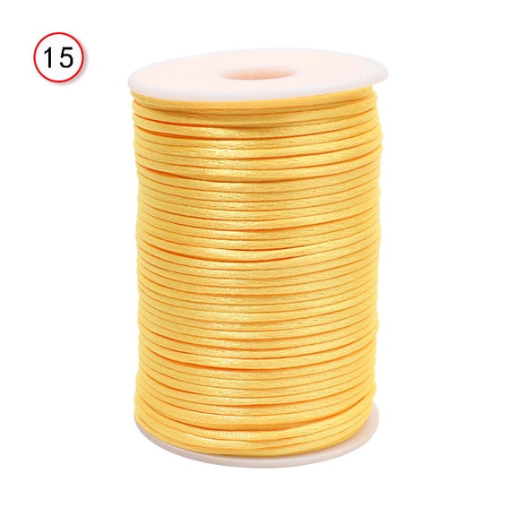 Zhuge 100-Meter 2.5mm Durable Satin Weaving Cord, Nylon String for Macrame, Bracelet Making & DIY Crafts, Light Yellow