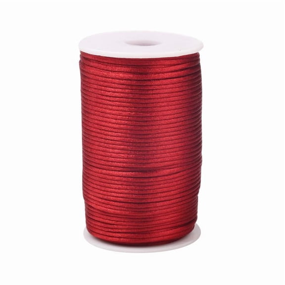 Zhuge 100-Meter 2.5mm Durable Satin Weaving Cord, Nylon String for Macrame, Bracelet Making & DIY Crafts, Wine Red