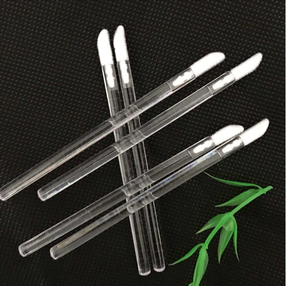 Zhuge 100 Pcs Disposable Crystal Lip Brushes Make Up Lip Brushes Lipstick Lip Gloss Wands Eyeshadow Brushes Applicator Tool Makeup Beauty Tool Kits (Rose)