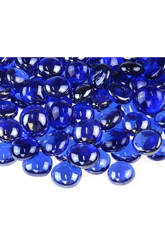 100 Pcs Multi-Color Flat Glass Gemstone Beads, Vase Fillers & Aquarium Decor Rocks, Sapphire Blue