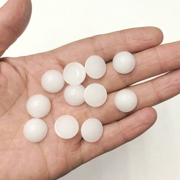Zhuge 100 Pcs 14mm Flat Glass Gemstone Beads, Vase Fillers & Aquarium Decor Rocks, White