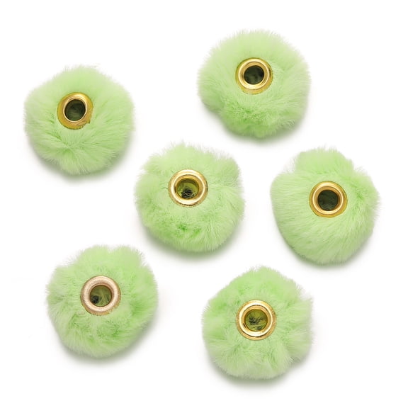Zhuge 100-Piece Faux Fur Fluffy Pom Pom Beads, Soft Plush Puff Beads for DIY Necklace, Bracelet & Handmade Jewelry Crafting, Green