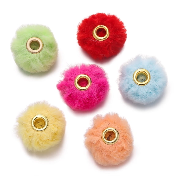 Zhuge 100-Piece Faux Fur Fluffy Pom Pom Beads, Soft Plush Puff Beads for DIY Necklace, Bracelet & Handmade Jewelry Crafting, Multicolor