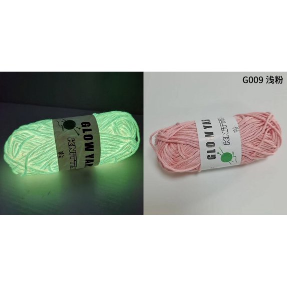 Zhuge 100G (2 Roll) Soft Glow-in-the-Dark Polyester Yarn - Multi-Colored & Fade-Resistant for DIY Knitting and Crocheting,Light Pink