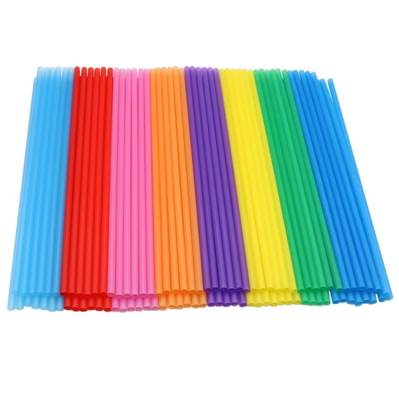 Zhuge 100Pcs 0.23*7inch Disposable Drinking Plastic Straws-Multicolor