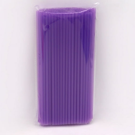 Zhuge 100Pcs 0.23*7inch Disposable Drinking Plastic Straws-Purple