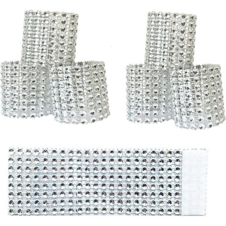 Zhuge 100Pcs Napkin Rings,Rhinestone Napkin Rings Mesh Napkin Holders for Wedding Receptions Or Napkin Holder Adornment Dinner or Holiday Parties, Family Gatherings(silvery)