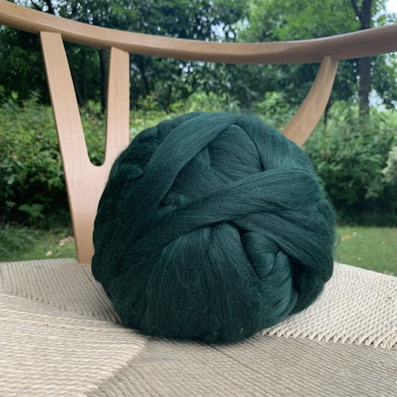 Zhuge 100g Pure Wool Chunky Roving Yarn, Premium Fiber Top for Wool Felting Supplies, Soft Wool Roving for Needle Felting, Wet Felting & DIY Hand Spinning Projects ,Dark Green
